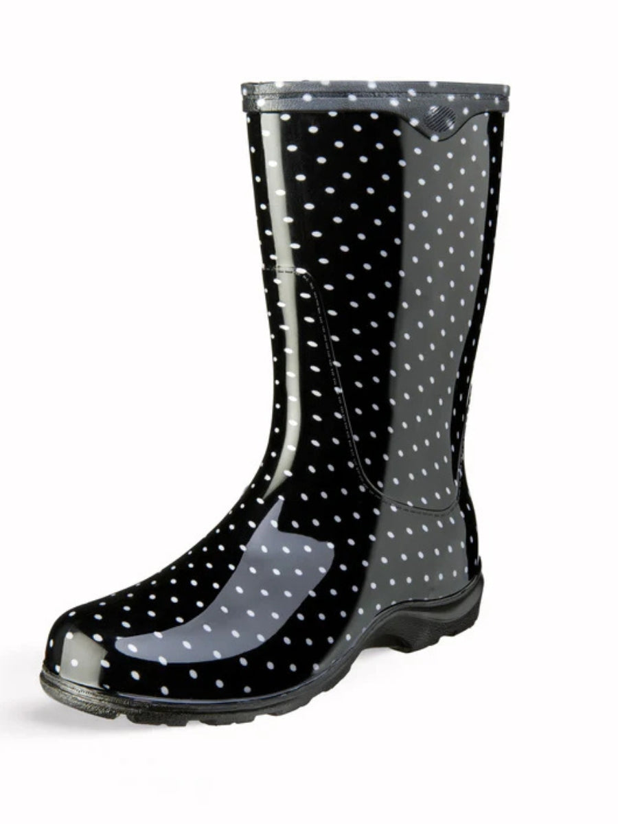 Black-White Polka Dot Mid-Calf Boot